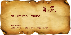 Miletits Panna névjegykártya